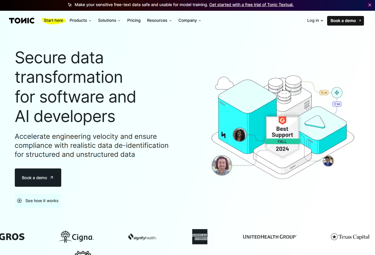 Tonic homepage screenshot