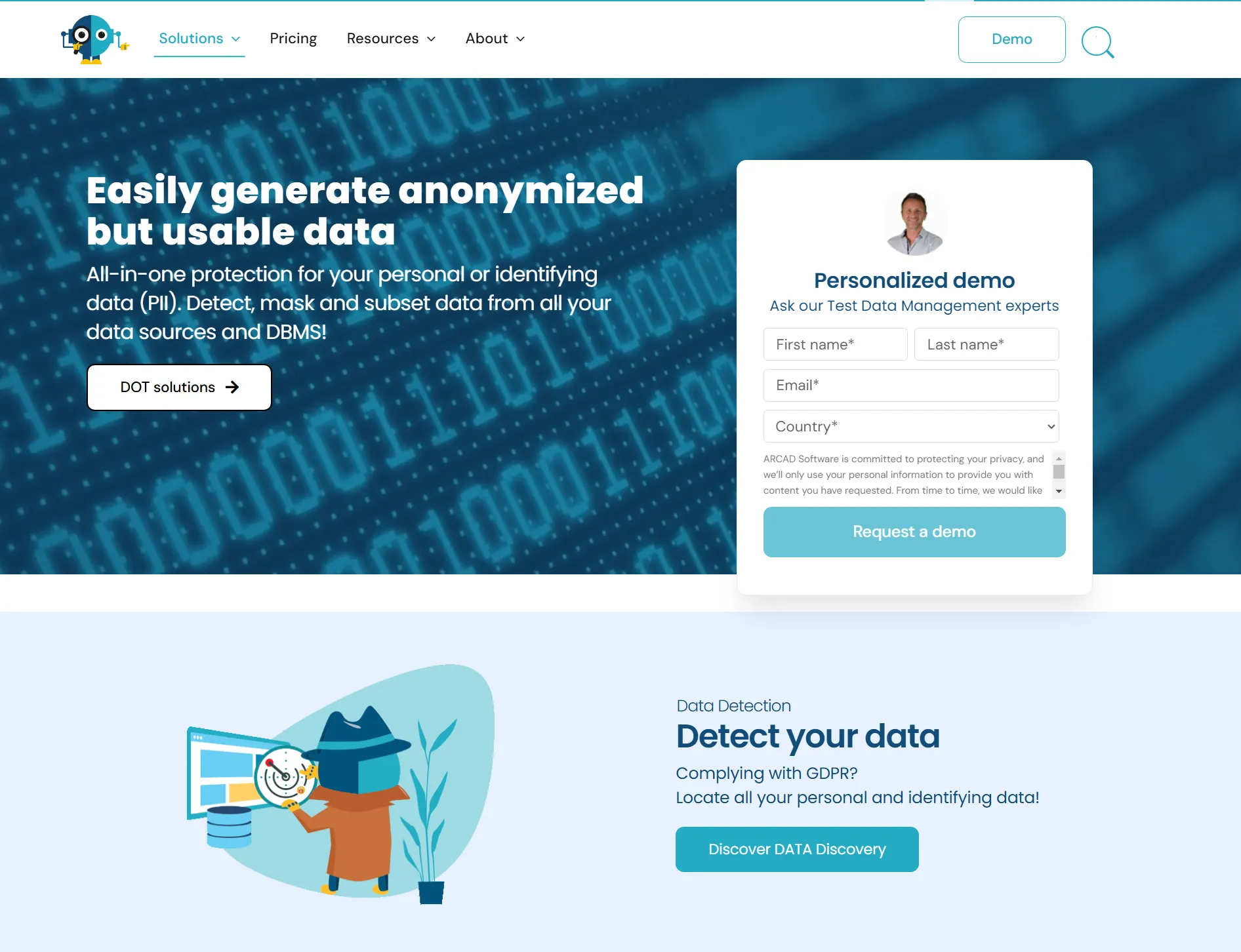ARCAD DOT homepage screenshot