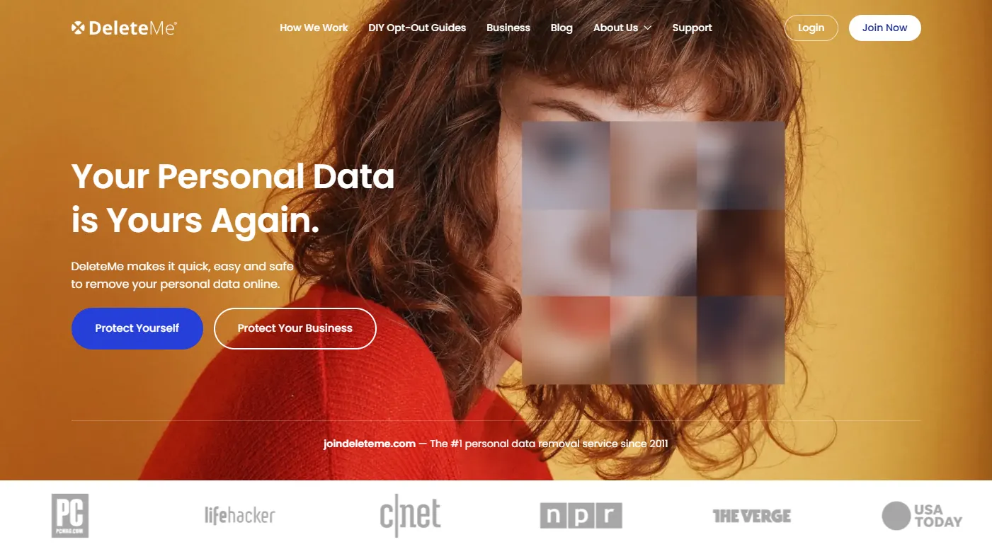 Delete Me homepage screenshot