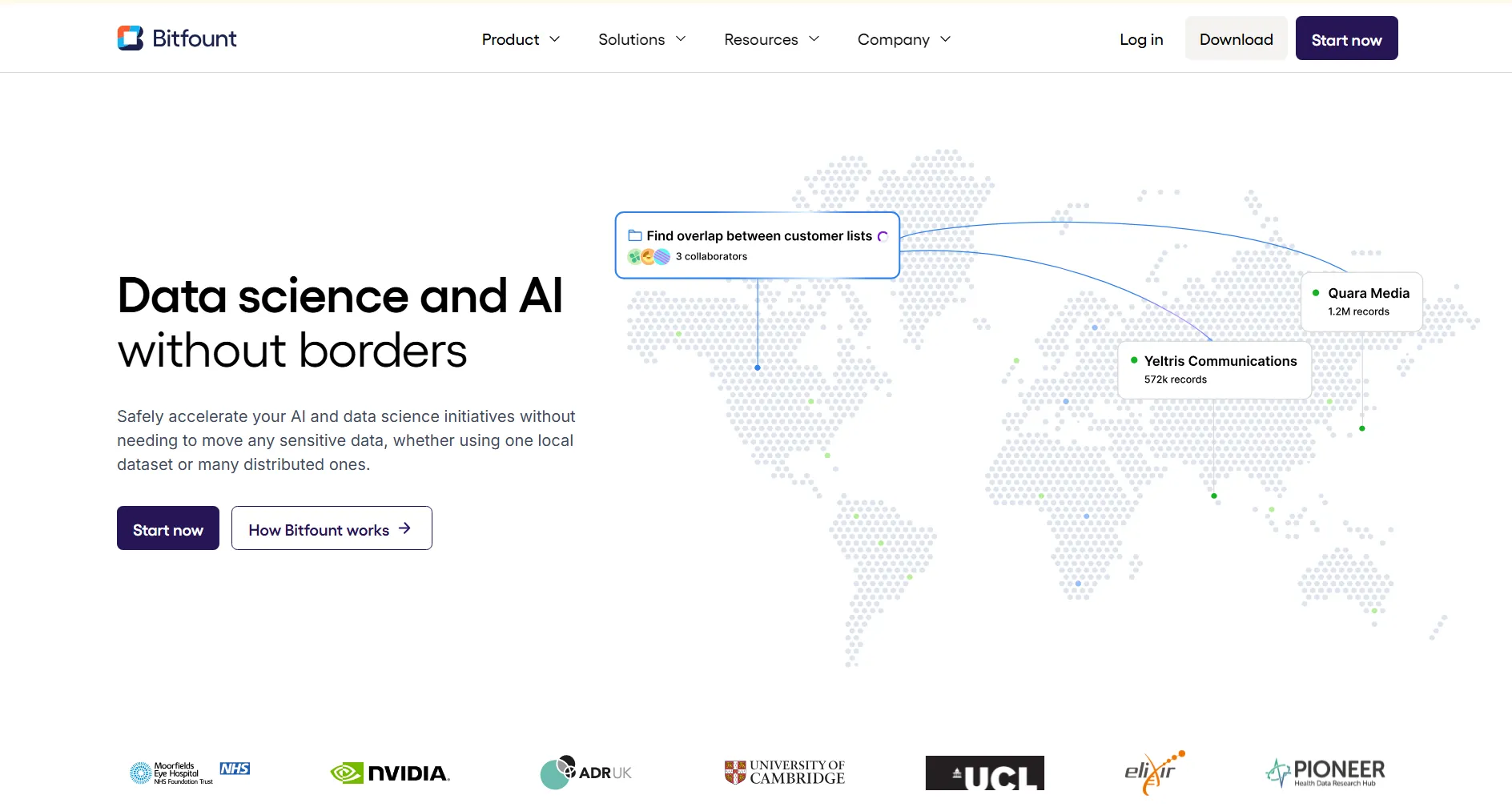 Bitfount homepage screenshot