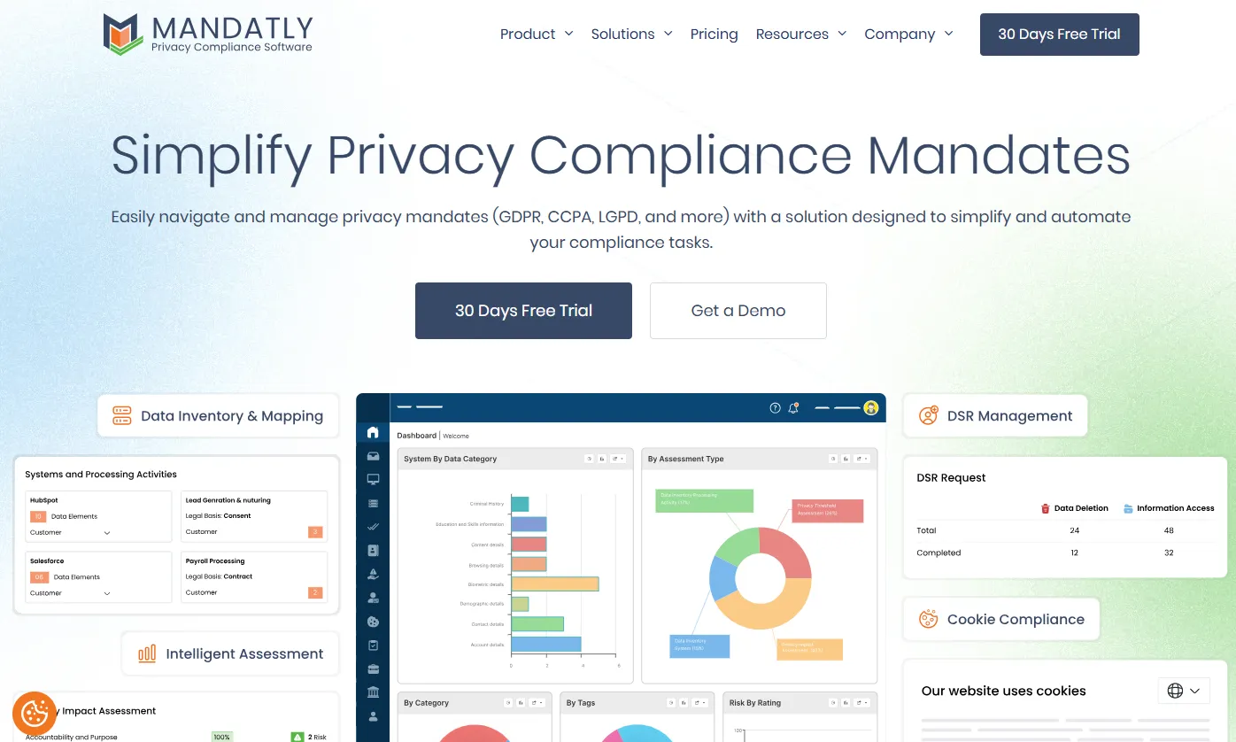 Mandatly homepage screenshot
