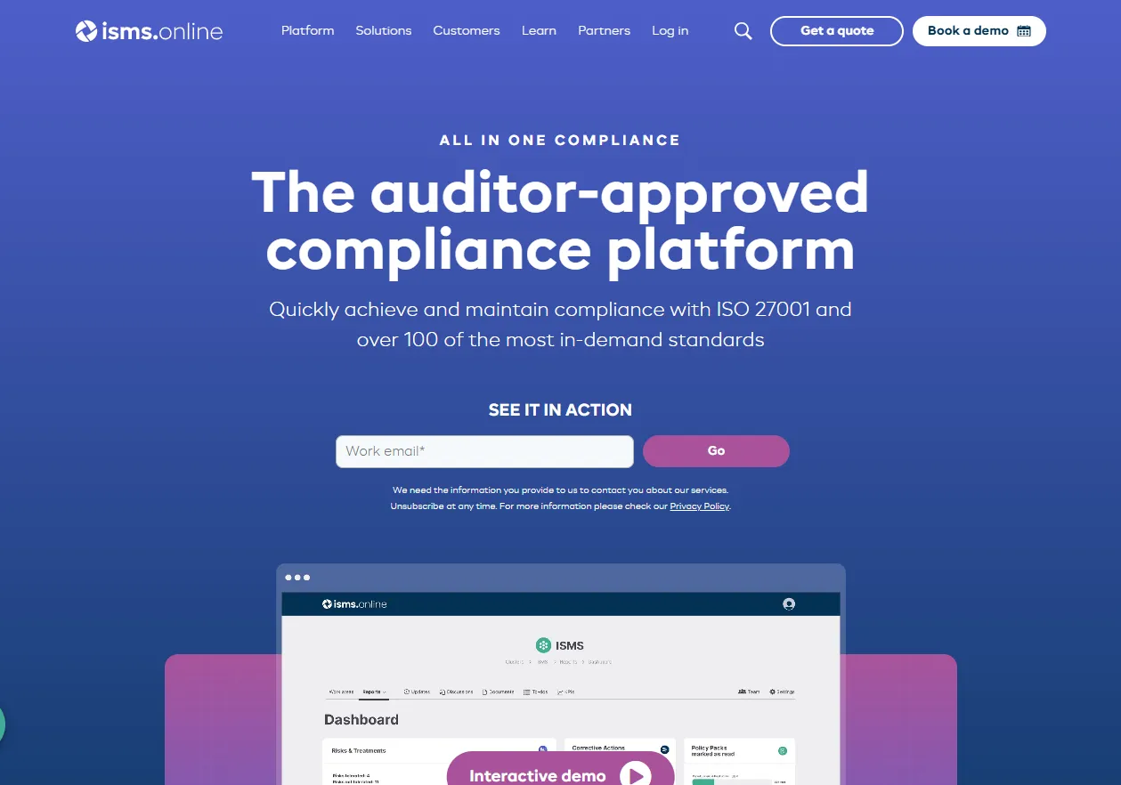 isms homepage screenshot